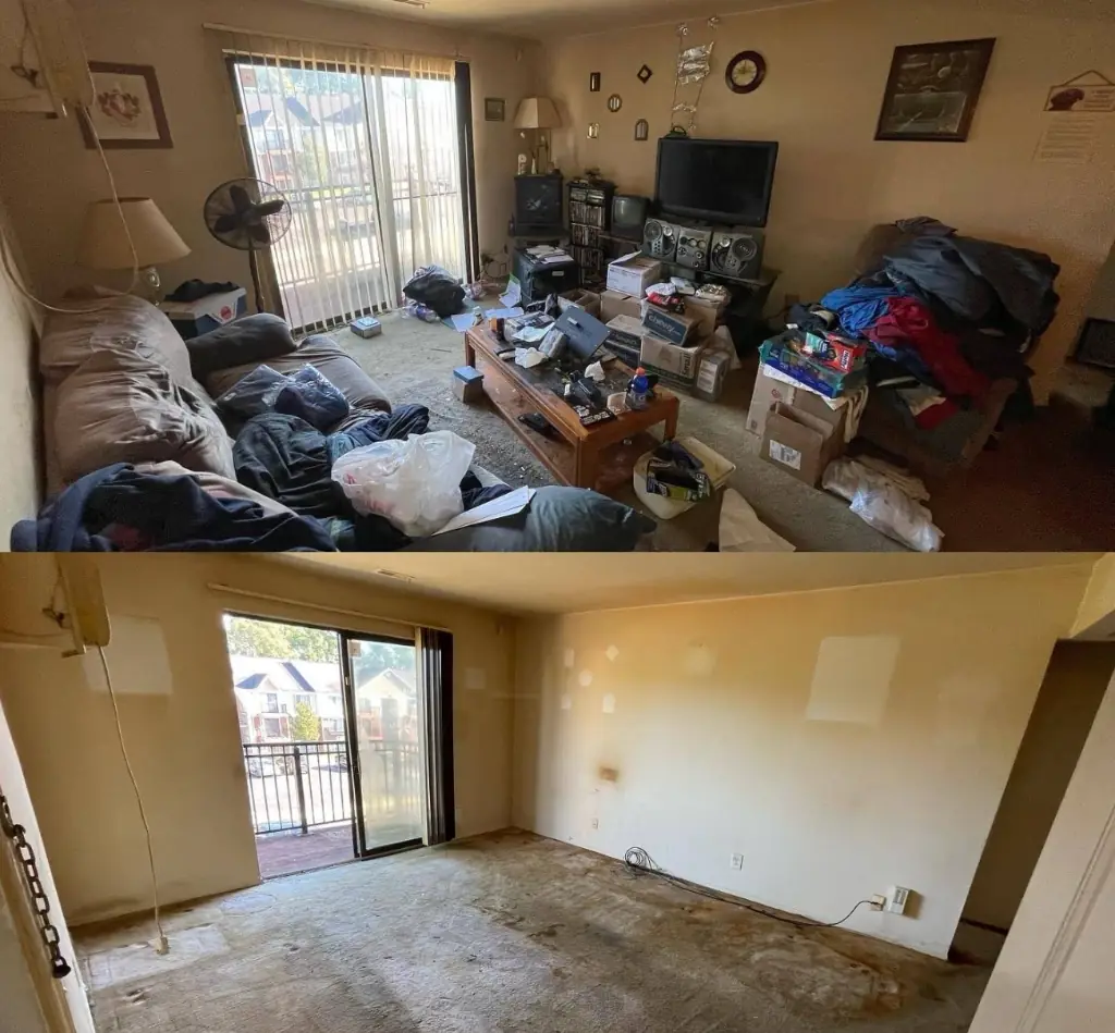 Débarras complet d'une maison, avant et après, Ramasse Vite Montréal